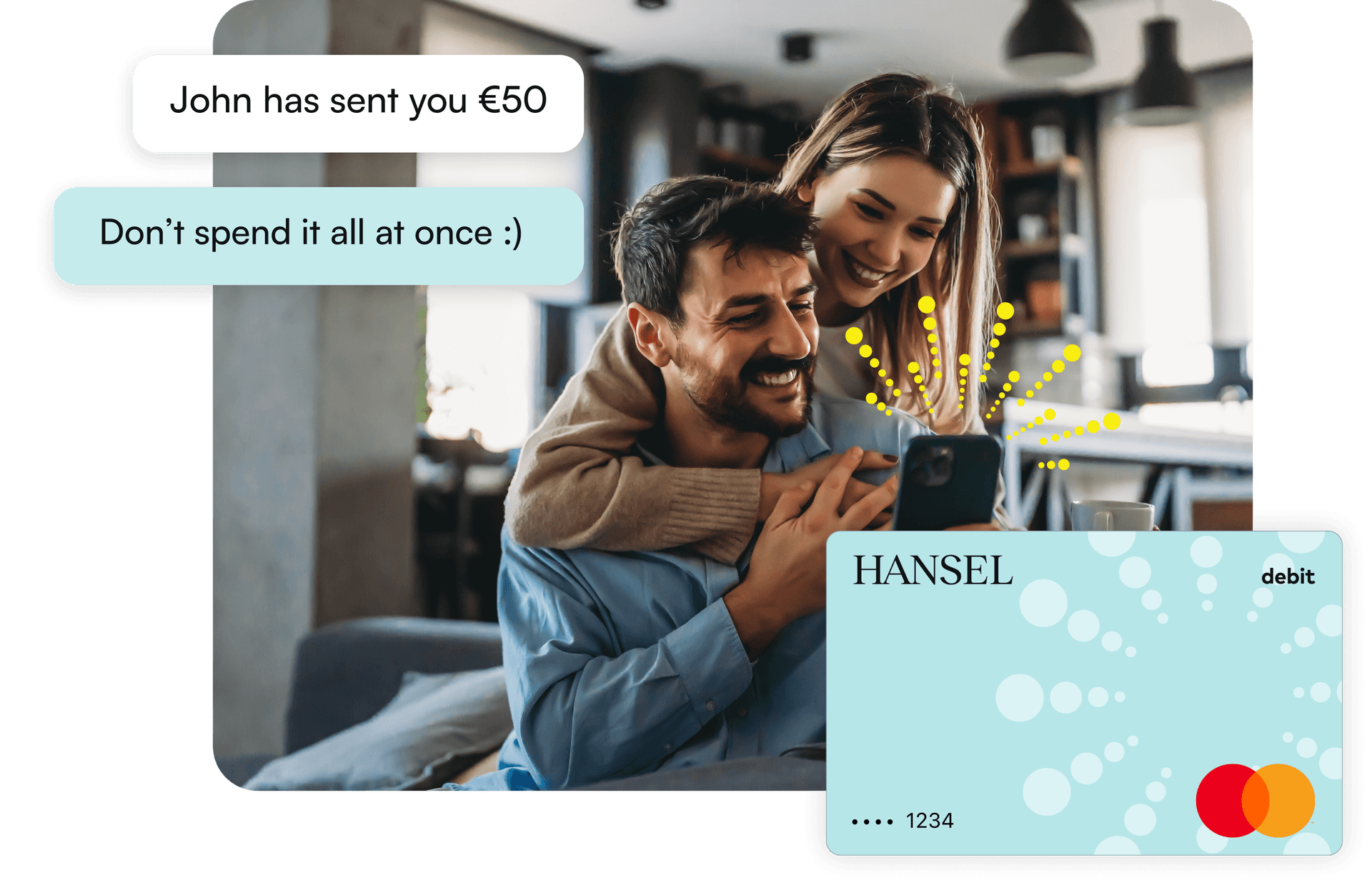 Hansel debit card with Mastercard logo